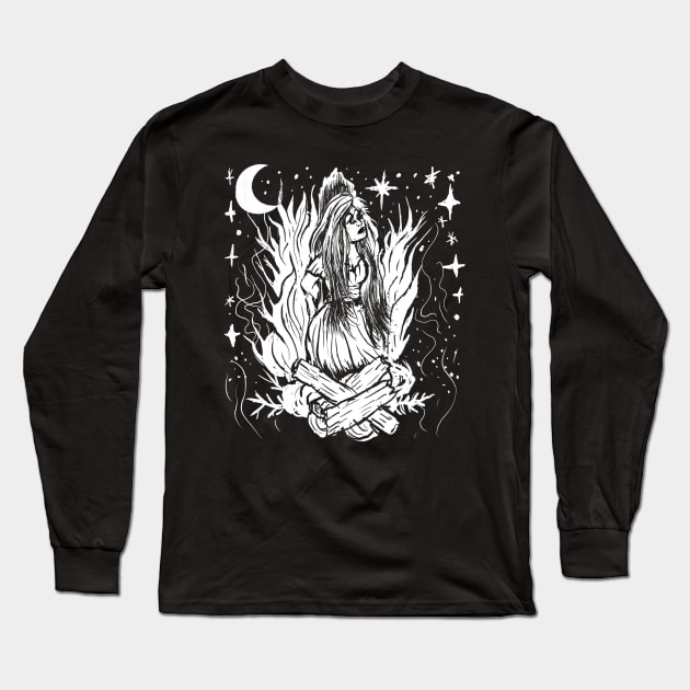 Salem Witch Trials Burning Witchcraft Occult Goth Pagan Long Sleeve T-Shirt by LunaElizabeth